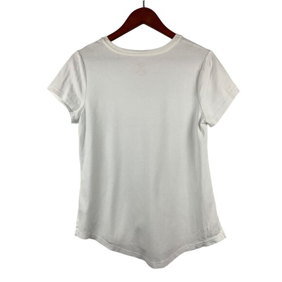 Isaac Mizrahi Live Essentials White Short Sleeve Tee Shirt Size M - Picture 2 of 6